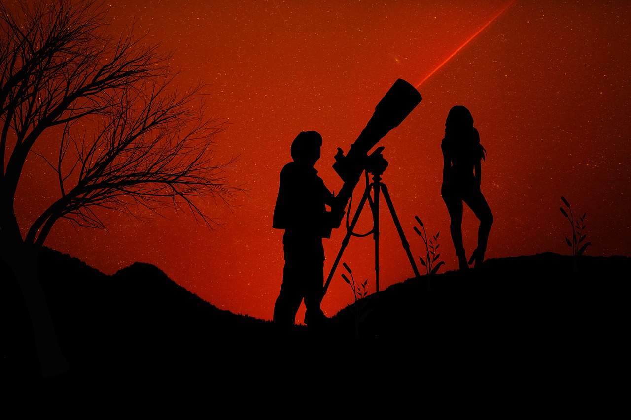 looking at the sky with a pointer