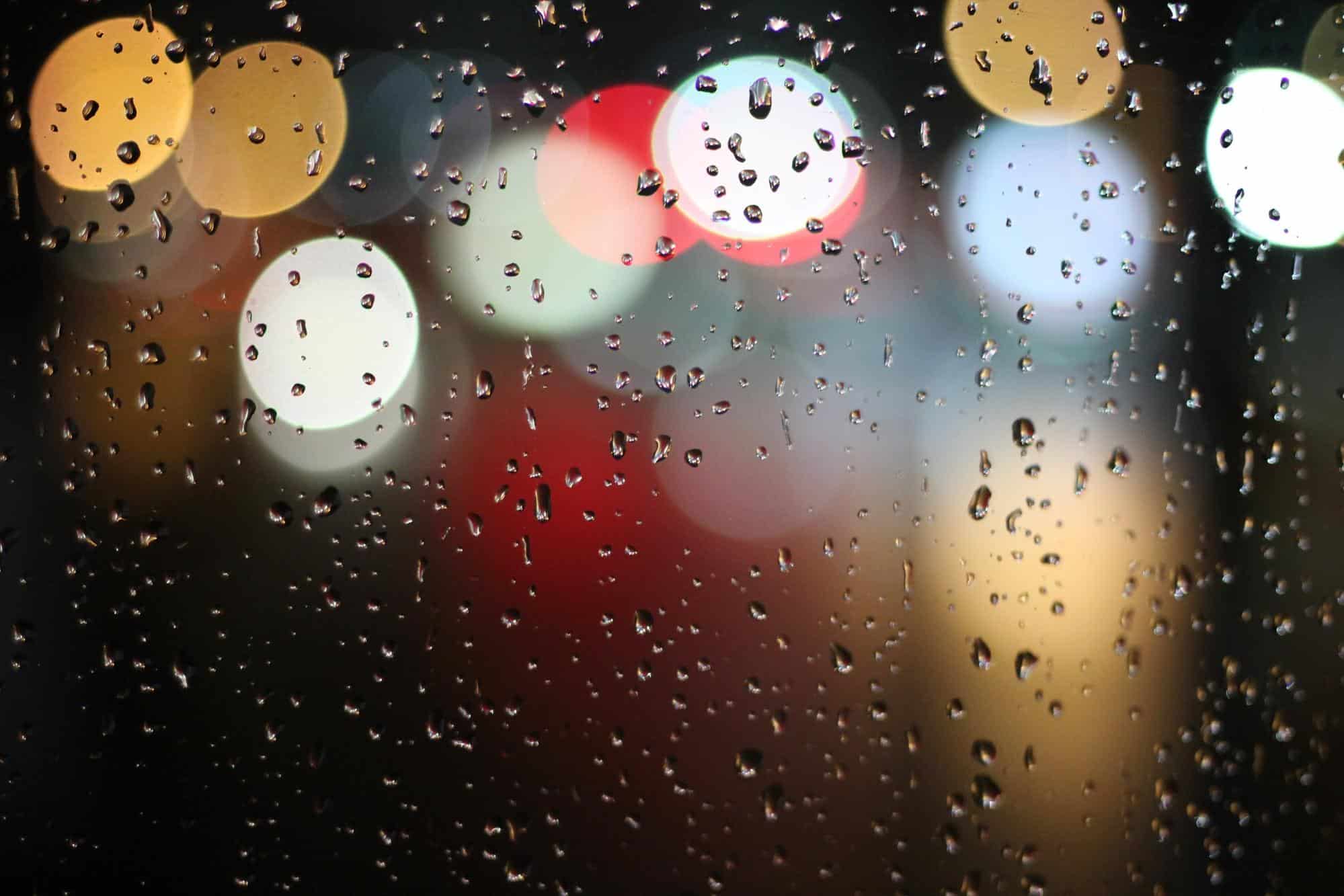 raining on a glass window