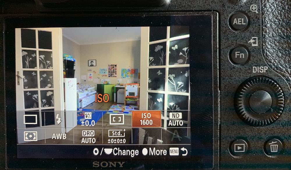 ISO menu settings on a Sony RX10