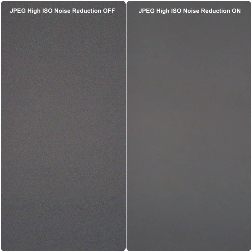 effect of in-camera high ISO noise reduction filter