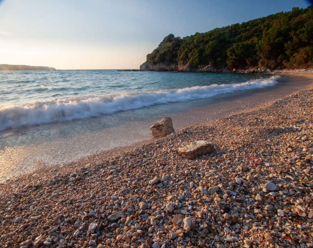 location in Kerkyra capturing the waves on the beach with the right shutter speed