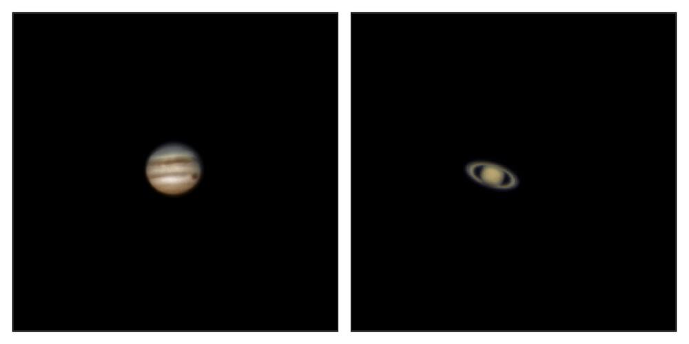 Jupiter and Saturn photographed with ZWO ASI224mc