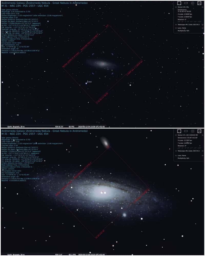 field of view of M31 with a 300mm lens