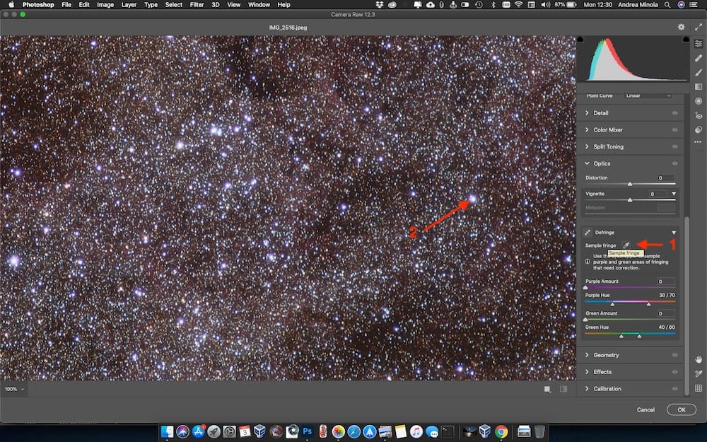 Sampling fringes in Adobe Camera Raw