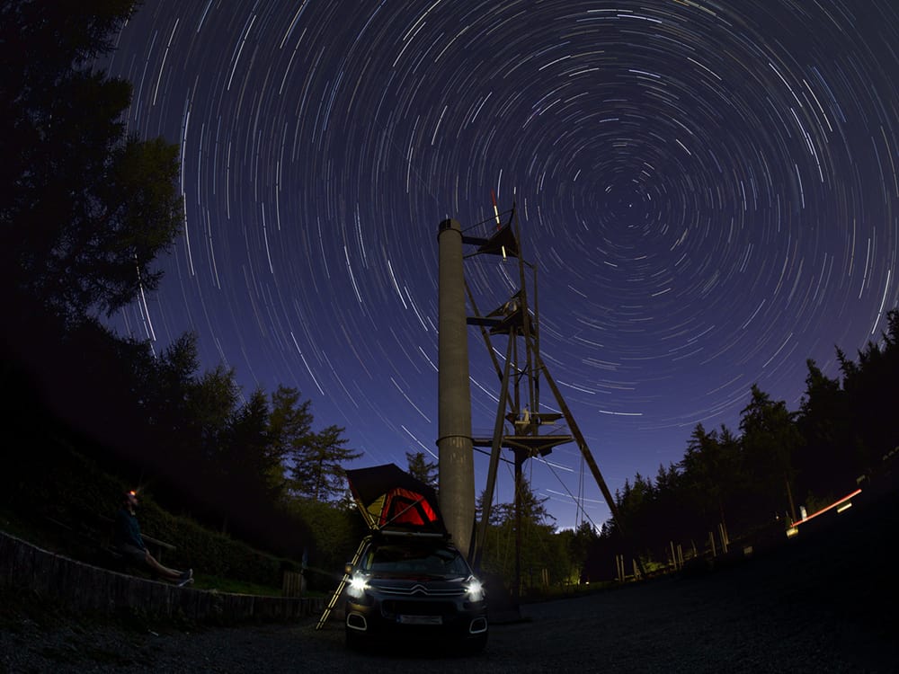 fisheye lens used to capture this star trail