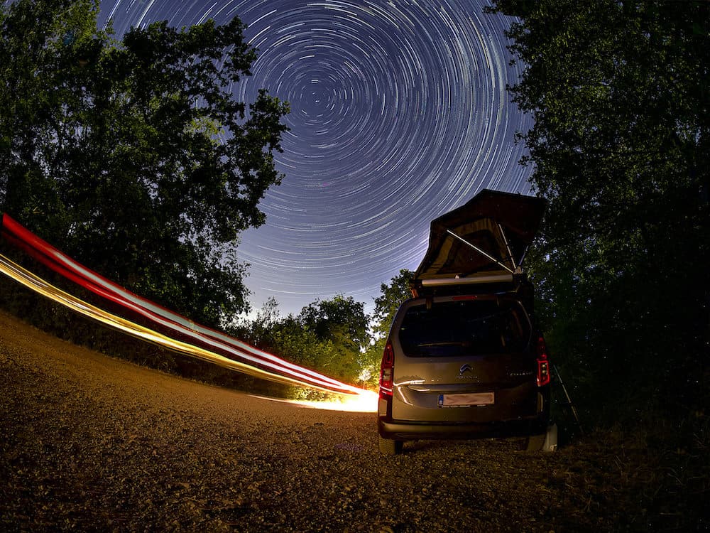 parking on location and capturing star trails