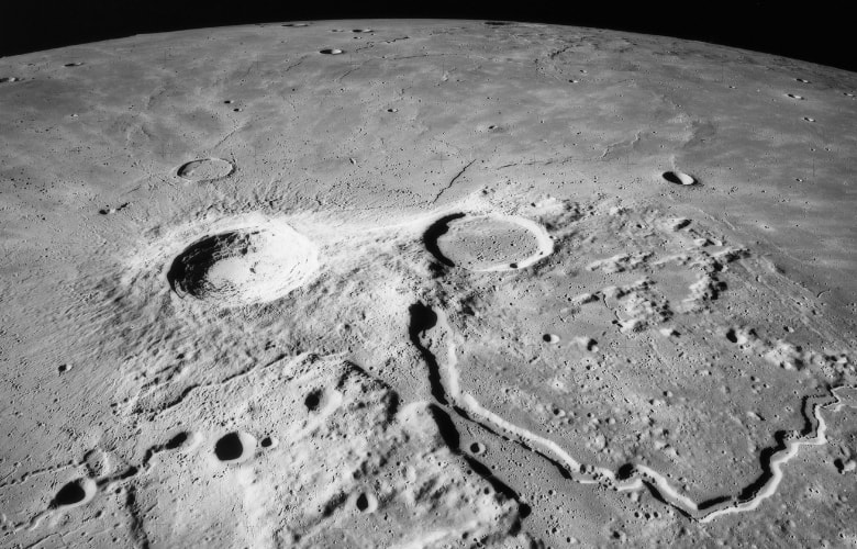 View of Schroeter's Valley and crater Aristarchus photographed by Apollo 15