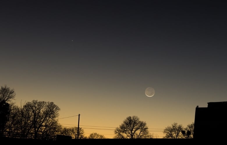 Waxing Crescent Moon in evening sky