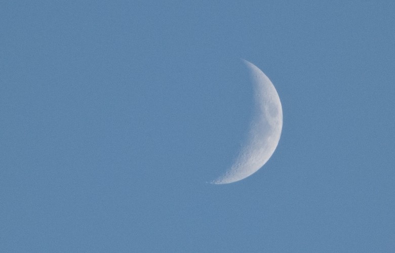 Waxing Crescent Moon on Blue Sky