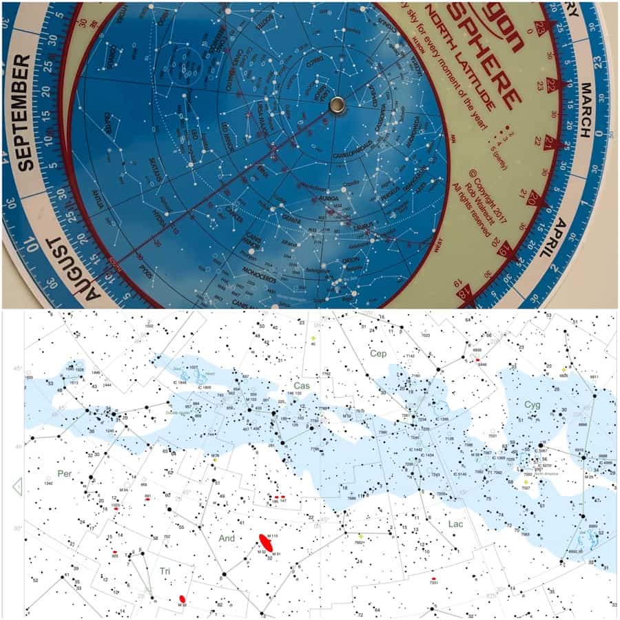 Using the planisphere to know ahead what constellations will be visible in the sky